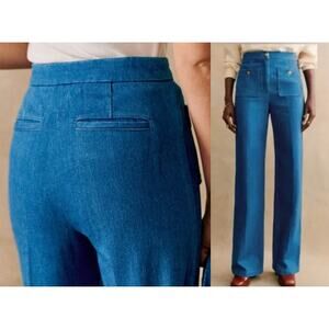 Sézane | Sezane | Dan High-Rise Wide Leg Trouser Jeans in Cyan | Sz 38 / 6